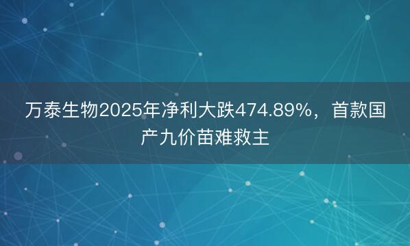 万泰生物2025年净利大跌474.89%，首款国产九价苗难救主