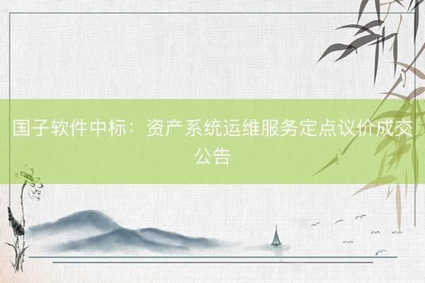 国子软件中标：资产系统运维服务定点议价成交公告