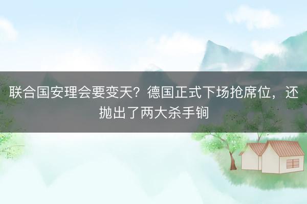 联合国安理会要变天？德国正式下场抢席位，还抛出了两大杀手锏