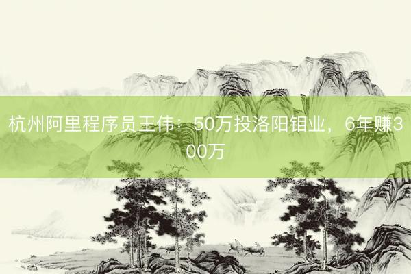 杭州阿里程序员王伟：50万投洛阳钼业，6年赚300万