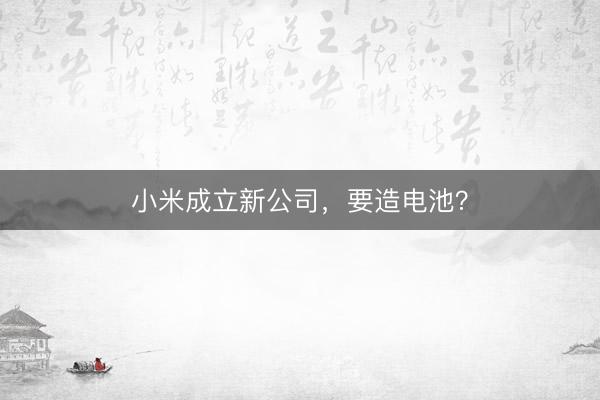 小米成立新公司，要造电池？
