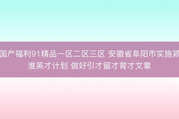 国产福利91精品一区二区三区 安徽省阜阳市实施颍淮英才计划 做好引才留才育才文章