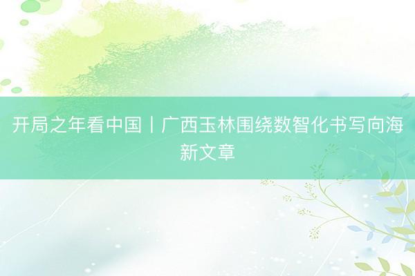 开局之年看中国丨广西玉林围绕数智化书写向海新文章