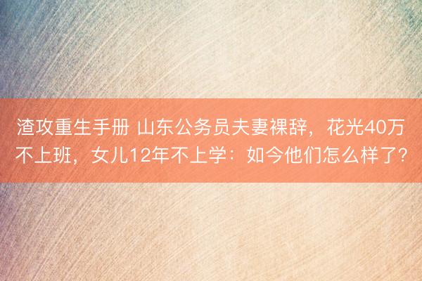渣攻重生手册 山东公务员夫妻裸辞，花光40万不上班，女儿12年不上学：如今他们怎么样了？