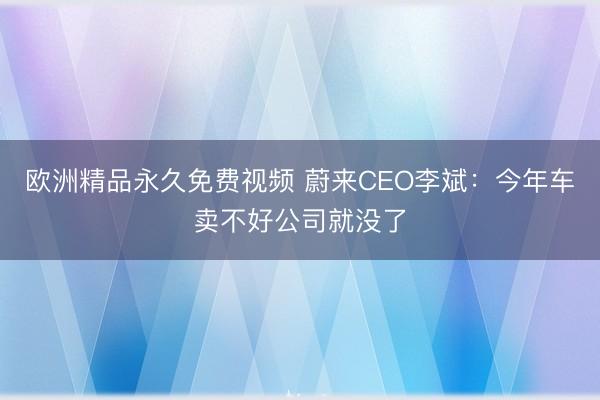 欧洲精品永久免费视频 蔚来CEO李斌：今年车卖不好公司就没了