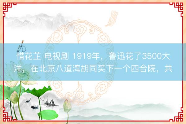 惜花芷 电视剧 1919年，鲁迅花了3500大洋，在北京八道湾胡同买下一个四合院，共