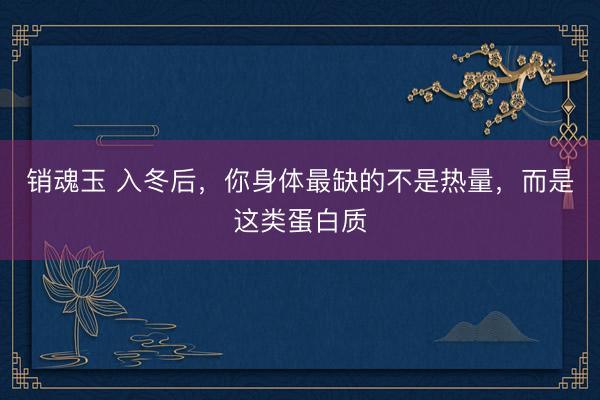 销魂玉 入冬后，你身体最缺的不是热量，而是这类蛋白质