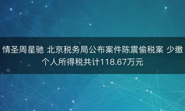 情圣周星驰 北京税务局公布案件陈震偷税案 少缴个人所得税共计118.67万元