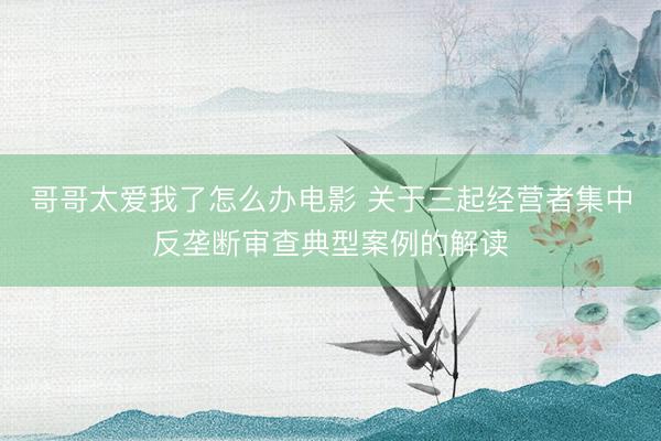 哥哥太爱我了怎么办电影 关于三起经营者集中反垄断审查典型案例的解读