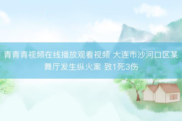 青青青视频在线播放观看视频 大连市沙河口区某舞厅发生纵火案 致1死3伤