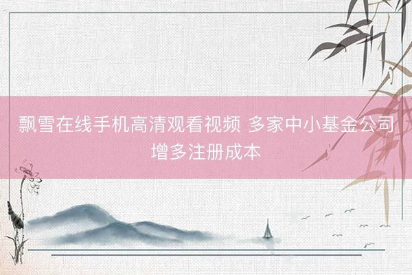 飘雪在线手机高清观看视频 多家中小基金公司增多注册成本