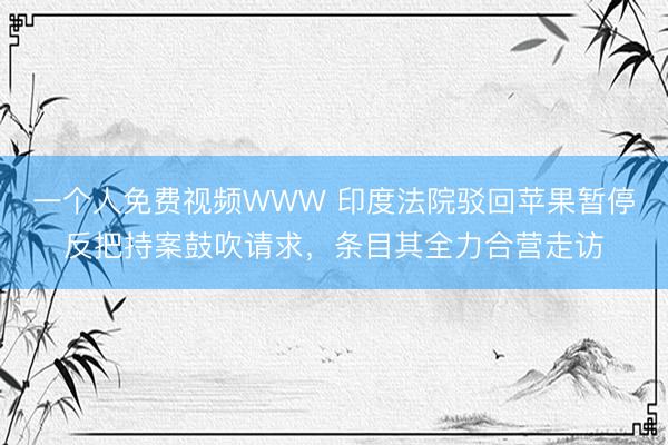 一个人免费视频WWW 印度法院驳回苹果暂停反把持案鼓吹请求，条目其全力合营走访