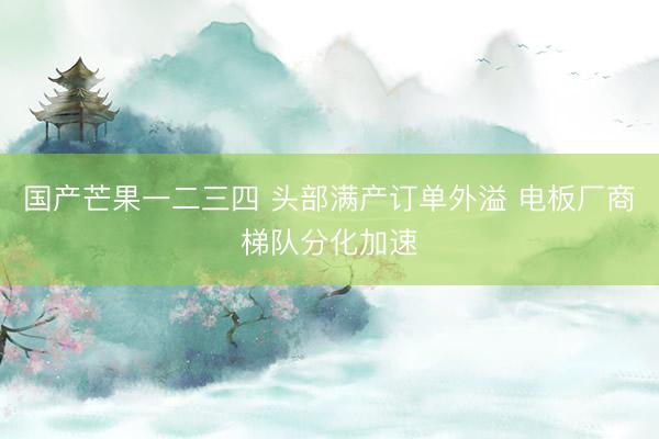 国产芒果一二三四 头部满产订单外溢 电板厂商梯队分化加速