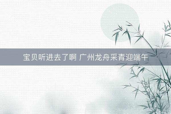 宝贝听进去了啊 广州龙舟采青迎端午