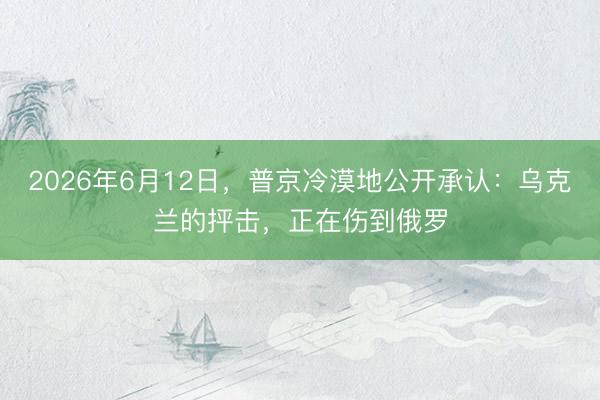2026年6月12日，普京冷漠地公开承认：乌克兰的抨击，正在伤到俄罗