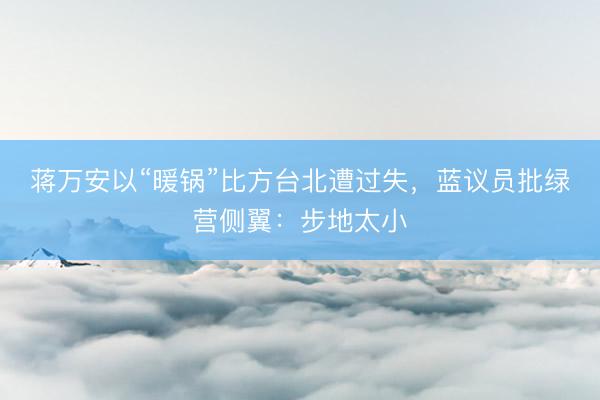 蒋万安以“暖锅”比方台北遭过失，蓝议员批绿营侧翼：步地太小